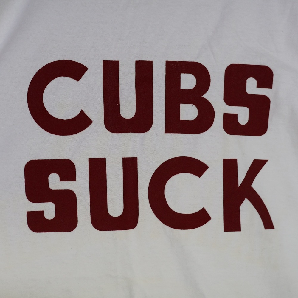 Vintage 90s Chicago Cubs Magic Number 911 T-Shirt XXL White Cotton Cubs Suck Tee - Picture 4 of 16